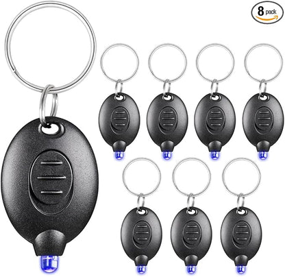 8 Pack Ultra Bright Blue Light Keychain Flashlight, Mini Blue LED Keychain Flashlight, Blue Keychain Flashlight for Night Observation