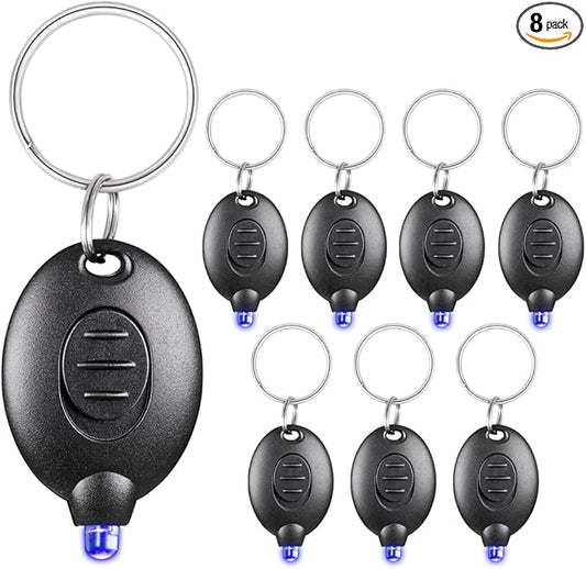 8 Pack Ultra Bright Blue Light Keychain Flashlight, Mini Blue LED Keychain Flashlight, Blue Keychain Flashlight for Night Observation