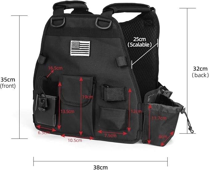 Heavy Duty Radio Harness Holder Tactial Chest Tool Pag Front Pounch Holster Pack MOLLE Vest Breathable 3D Mesh Liner Military Vest for Baofeng UV5R Motorola Kenwood Two Way Radio Walkie Talkie