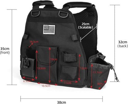 Heavy Duty Radio Harness Holder Tactial Chest Tool Pag Front Pounch Holster Pack MOLLE Vest Breathable 3D Mesh Liner Military Vest for Baofeng UV5R Motorola Kenwood Two Way Radio Walkie Talkie