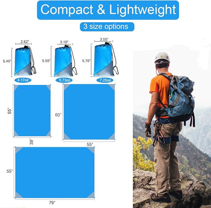 Orga'Neat Pocket Picnic Blanket, Sandproof Lightweight Pocket Camping Tarp, 55″x 60″ Foldable & Fits into Small Bag, Water Resistant Washable Quick Dry Compact Beach Mat for Outdoor Recreation