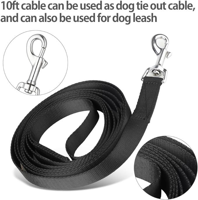 Dog Tie Out Cable and Stake, 360° Swivel Dog Stake with 30FT Nylon Cable and 6 Stainless Steel Screw Anchors, No Tangle Heavy Duty Dog Runner for Large Dogs Up to 150LBS for Yard Park Outdoor Camping