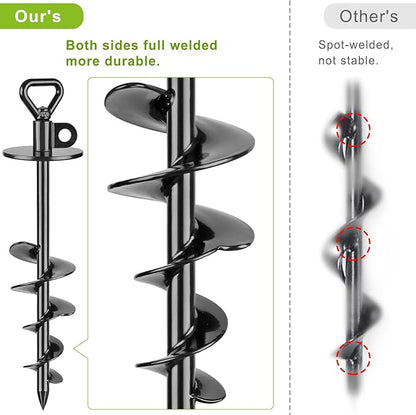 SELEWARE Dog Tie Out Stake Outdoor Anti-Rust Dog Anchor with Stainless Steel Dog Chain Leash for Large Dogs up to 220 lbs, Free Rotation Dog Stake Dog Camping Gear 15 ft Long