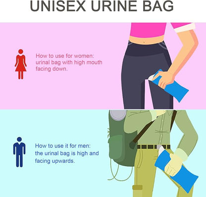 Disposable Urine Bags, 12/24 Pack Camping Pee Bags, Disposable Urinal Bag, Travel Urinal Bag, Toilet Traffic Jam Emergency Portable Toilet for Men Women Kids Patient (Blue-24pack) (12 Pack-Blue)