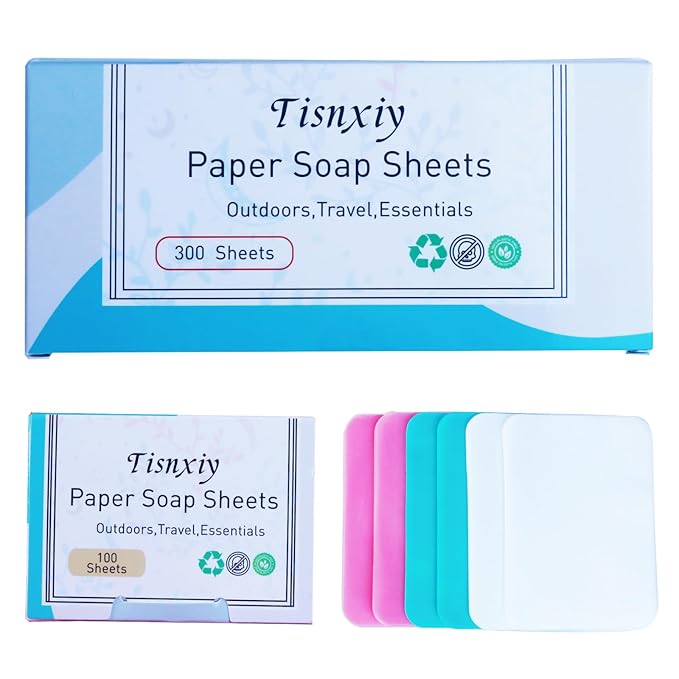 Hand Soap Sheets Soap Paper Sheets Portable Disposable Outdoor Travel Camping Scented Soap 3 Boxes (300 Sheets) Eco-Friendly Products & Cleaning Supplies for Hand Wash (Various Pack)