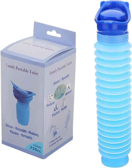 Adjustable Emergency Urinal 750ml, Portable Toilet for Car, Portable Mini Outdoor Camping Travel Shrinkable Personal Mobile Toilet Potty Pee Bottle for Kids Adult