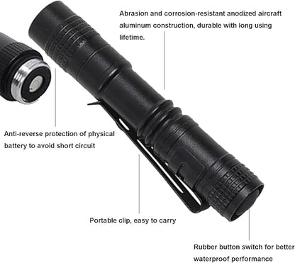 LED Pocket Pen Flashlights, 10pcs Mini Penlight with Clip Handheld XPE Flashlight Waterproof EDC Pen Light for Camping Inspection Repair Powered by 1pcs AAA Battery(Not Included)