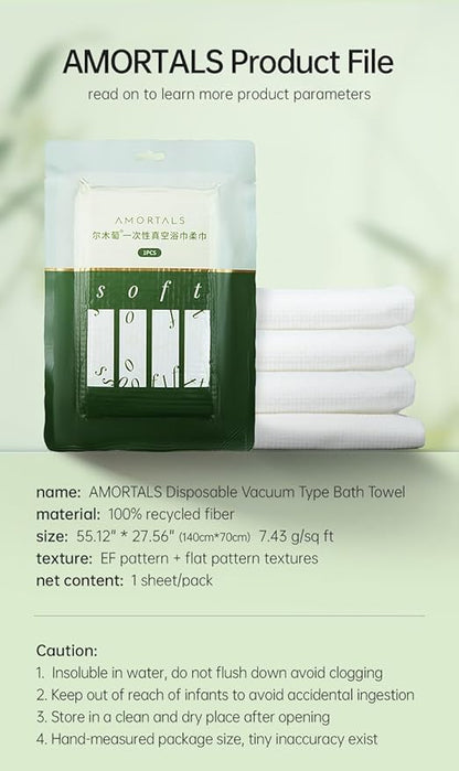 10 Packs Large Compressed Towel, 55.12'' x 28'' Disposable Cotton Bath Towels, Portable Thick Cotton Towel Reusable Suitable for Hiking Camping Beach Swimming and Traveling