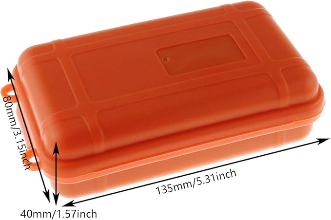 DGZZI Survival Storage Box Orange Plastic Waterproof Shockproof Airtight Outdoor Survival Storage Case Box 135x80x40mm