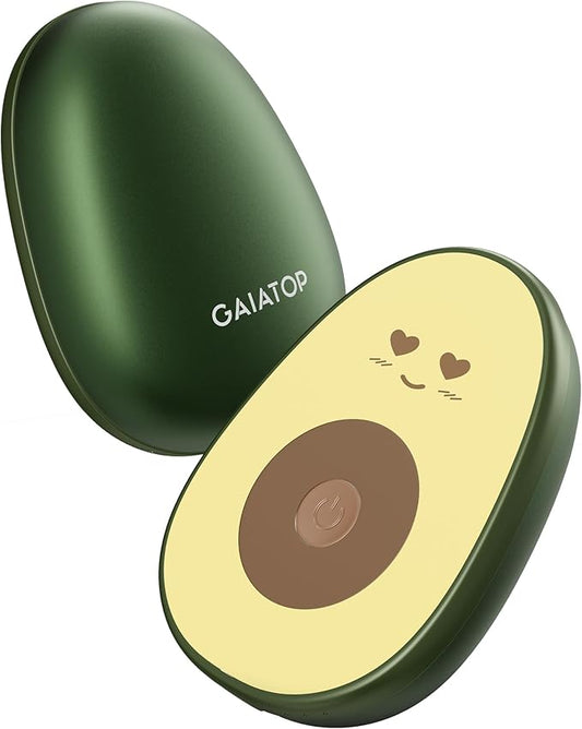 Gaiatop Hand Warmers Rechargeable 2 Pack, 4000 mAh Battery Avocados-Shaped Electric Hand Warmer with 2 PCS USB Cable, Reusable Portable Pocket Hand Heater Hot Hands Gifts for Women Men Camping Hunting