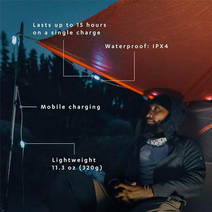 MPOWERD Luci Color Solar String Lights + Phone Charger: Color 18' Rechargeable via Solar or USB-A, 100 Lumens LEDs and 7 Colors, Lasts Up to 15 Hours, Waterproof, Camping, Pool/Patio, and Travel