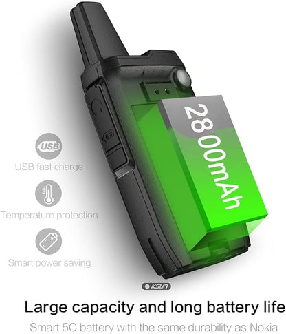 KSUN Walkie Talkies for Adults Rechargeable with Earpiece 22 FRS Channels LCD Screen,VOX Flashlight Rechargeable Battery Portable for Cruise Camping Hiking GZ20 (4 Pack)