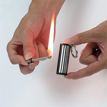 Fire Starter Lighter Waterproof Flint Match Outdoor Camping Permanent Metal Matchstick with Keychain(Without Fluid)