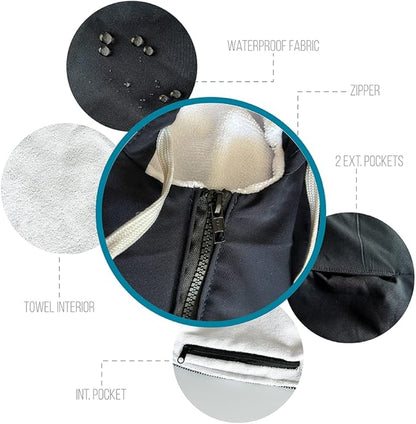 MACAR sport TOWEL swimming parka, waterproof fabric on the outside, dry jacket for kids and adults