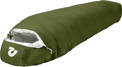 Retrospec Dream Mummy Sleeping Bag - 30°F Camping & Travel Essential Gear with Water - Resistant Shell & Synthetic Fill - Zippered Pocket & Stuff Sack