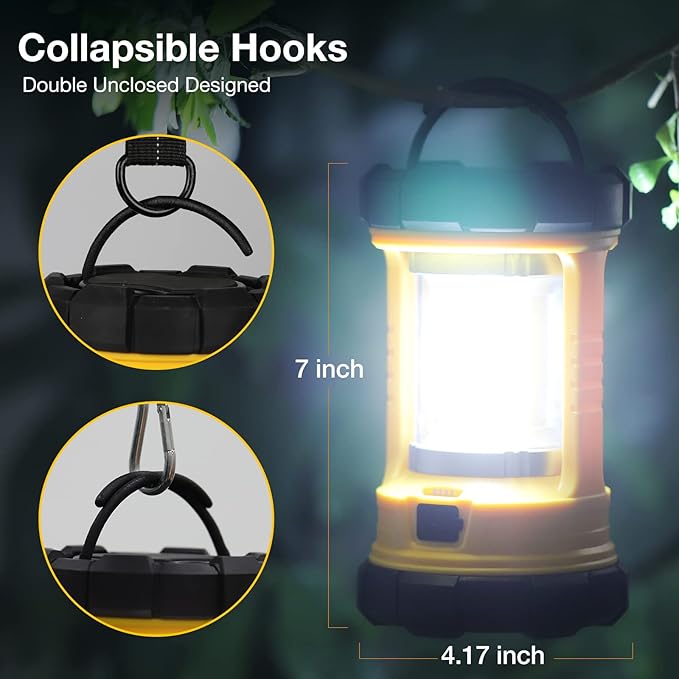Camping Lantern, 3200LM Bright Camping Lights, 4600mAh Rechargeable LED Lantern, Lantern Flashlight for Power Outages/Fishing/Hurricane/Emergency, CT CAPETRONIX Camping Accessories (2-Pack)