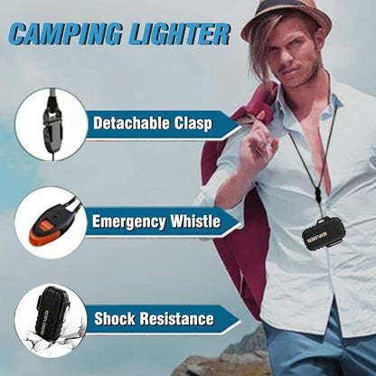 Torch Lighter, 2 Pack Butane Lighter, Windproof Outdoor Gas Lighter Adjustable Jet Flame Lighters, Fireplace Fireworks Grill Camping BBQ Lighter, Gifts for Men. (Without Gas) (Black+Black)