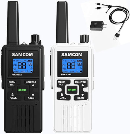 SAMCOM FRS Two Way Radios Rechargeable Walkie Talkies for Adults, 2 Way Radios Long Range 22 Channels VOX Hands Free Emergency Group Call,Portable 1250mAh with USB Charger/NOAA/Flashlight (2 Pack)