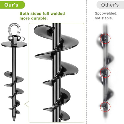 SELEWARE Dog Tie Out Stake Outdoor Anti-Rust Dog Anchor with Stainless Steel Dog Chains Leash for Large Dogs up to 220 lbs, Foldable Dog Stake Dog Camping Gear 15 ft C