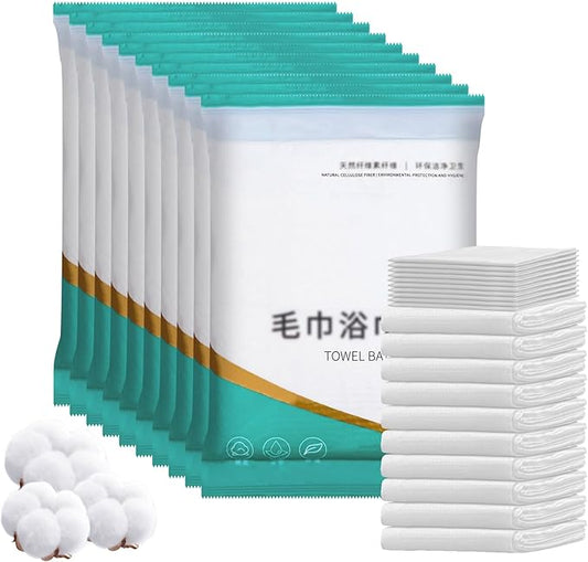 10 Pack Individual Compressed Bath Towels,Disposable Compressed Cotton Towel Portable Lightweight and Reusable for Traveling Hotel Hiking Camping Beach Swimming(Towel+Bath Towels)