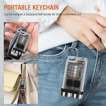 Mini Flashlight, 900 High Lumen Keychain EDC Flashlight, Super Bright Pocket USB Rechargeable Small Tactical Handheld LED Flash Light with Magnetic Waterproof for Camping, Hiking, Emergencies