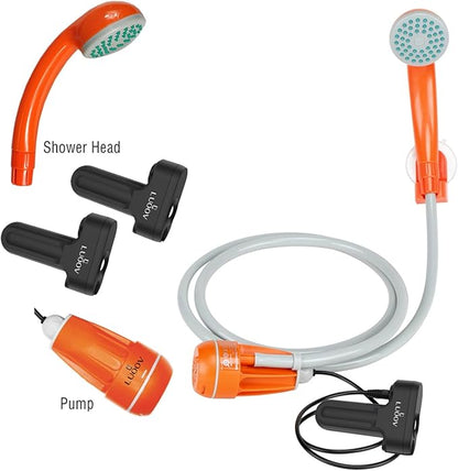 COSWE Portable Camping Shower, Outdoor Camp Pump with Rechargeable 4400mAH Battery and 130LM Led Lighting Device for Camping Hiking Outdoor Beach Garden
