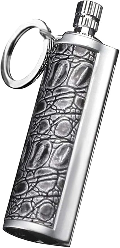 Fire Starter Lighter Waterproof Flint Match Outdoor Camping Permanent Metal Matchstick with Keychain(Sold Without Fluid) (Silver)