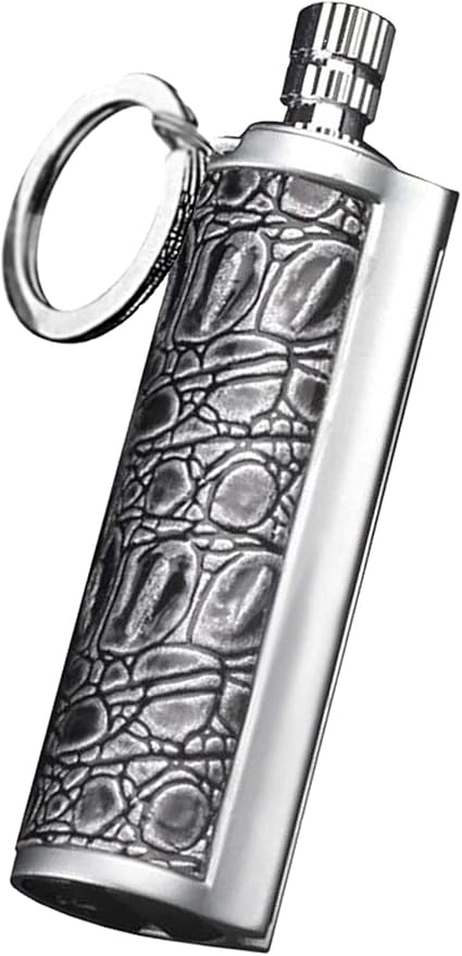 Fire Starter Lighter Waterproof Flint Match Outdoor Camping Permanent Metal Matchstick with Keychain(Sold Without Fluid) (Silver)
