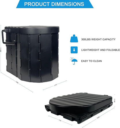 Portable Folding Toilet for Adults Camping, 300LBS Weight Capacity Porta Potty with Removable Toilet Paper Holder for Outdoor, Travel, RV, Boats and Emergency Use