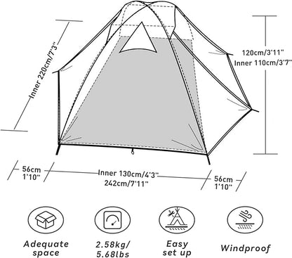 Forceatt Camping Tent 2/3/4 Person, Professional Waterproof & Windproof Lightweight Backpacking Tent Suitable for Outdoor,Hiking,Camping, Mountaineering and Travel