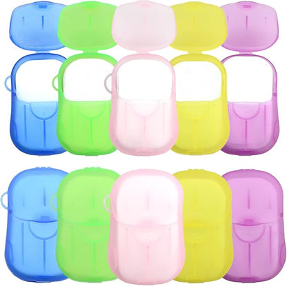 10 Boxes (500 sheets) Portable Hand Soap Flakes, Travel Paper Soap Sheets for Hand Washing, Disposable Laundry Clothes Soap Leaves for Traveling Hiking Camping