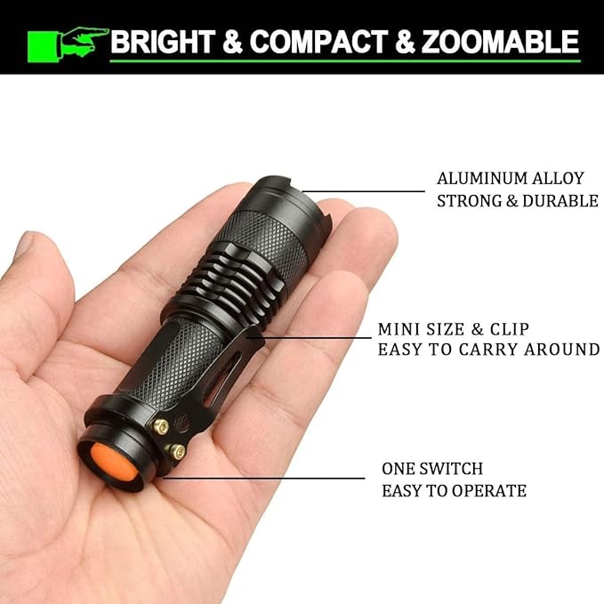 MODOAO COB LED Flashlights,Ultra Bright 4 Modes Mini Handheld Torch,Waterproof Pocket Lights Handheld Flashlight (10 Pack)