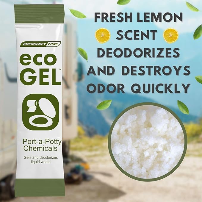 Emergency Zone Eco Gel Port-a-Potty Chemicals - Liquid Waste Gelling and Deodorizing Powder