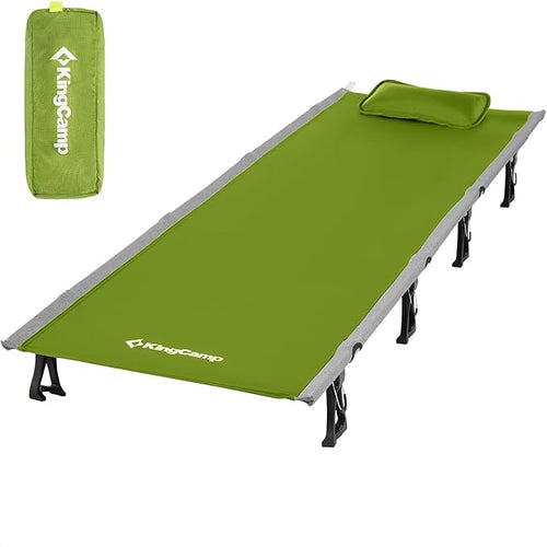 KingCamp Camping Cot, Folding Portable Heavy Duty Ultralight Cots for Adults Camping Tent Hiking Backpacking Mountaineering Travel Indoor Outdoor Indoor Base Camp with Pillow, Support 265 Lbs