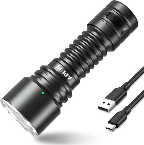 APLOS T04 LED Tactical Flashlight - 1600 Lumen Powerful Emergency Flashlights, 7 Modes IP68 Waterproof Rechargeable Flashlight for Camping Hiking Walking