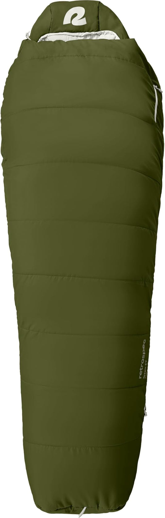 Retrospec Dream Mummy Sleeping Bag - 30°F Camping & Travel Essential Gear with Water - Resistant Shell & Synthetic Fill - Zippered Pocket & Stuff Sack