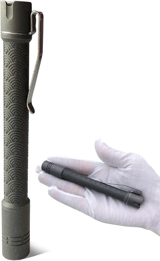Penlight Pineapple led Flashlight, Nichia 519a R9080 4000K 10880/AAA Small Flashlight by Reylight for Outdoor, Power Outage Lighting, Emergency Lighting (Titanium)