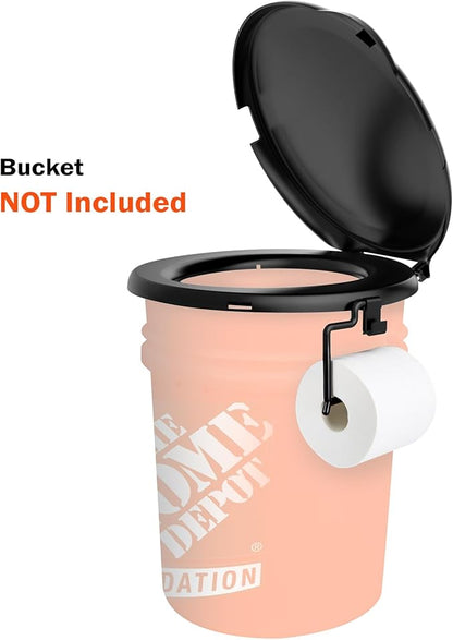 Portable Toilet Seat for 5 Gal Buckets, Camping Toilet Seat with Lid for Adults, Snap-on Toilet Seat for Outdoor, Camping, Hiking, Emergency, Car, Boat
