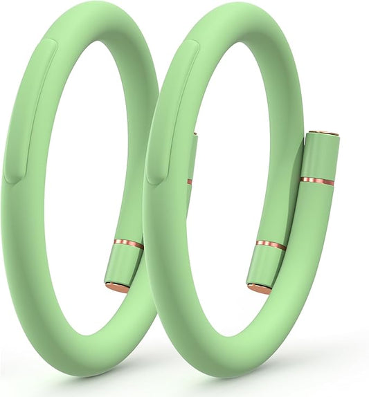 2 Pack Mosquito Repellent Bracelets, Insect & Pest Repellent Wristbands for Adults and Kids, DEET Free, Mosquito Repellent Bands Outdoor Patio (16 Replacement Cores - Green)