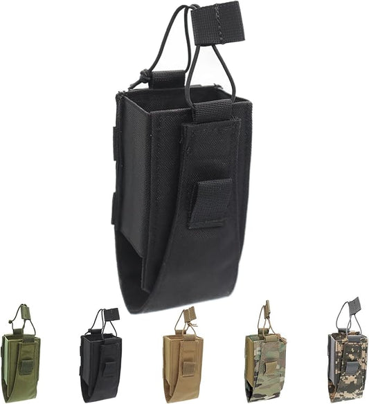 1000D Nylon Tactical Radio Holder Radio Case Radio Pouch Military Molle Radio Walkie Talkie Holder Bag Hunting Magazine Pouches Pocket for Two Ways Walkie Talkies Compatible (Black)