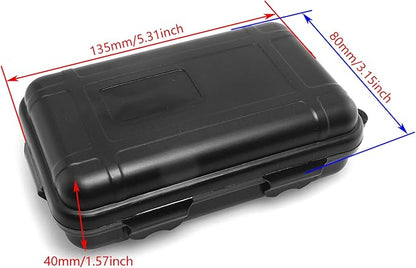 DGZZI Small Outdoor Waterproof Airtight Shockproof Plastic Survival Container Carry Box with 2 U-Shape Buckle 135x80x40mm Black Storage Case