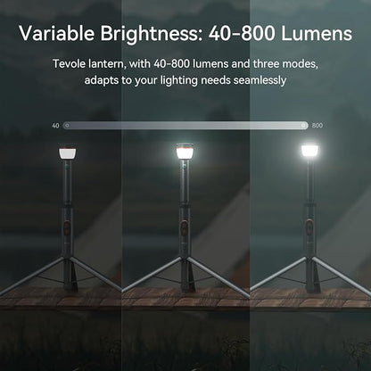 Camping Light Telescopic & Collapsible: 800 Lumens IP65 Waterproof Smart Remote Magnetic Base USB Rechargeable Battery Adjustable Height for Outdoor Adventure Hiking Emergency Lighting