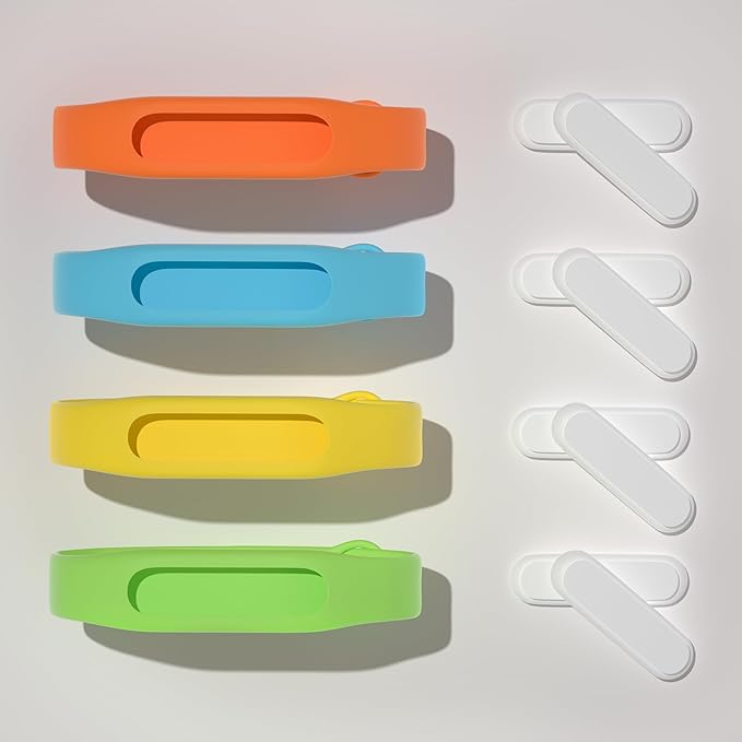Mosquito Repellent Bracelets for Adult Kids, Individually Wrapped Anti-Insect Wristband for Indoor Outdoor, Waterproof Bug Protection for Camping Fishing Hiking (4 Pack)