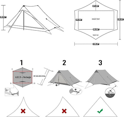 3F UL Gear Lanshan PRO Lanshan Ultralight Tent 4 Season Backpacking Tent for 1 Person, Waterproof Professional Tents for Camping, Trekking, Kayaking, Climbing, Hiking
