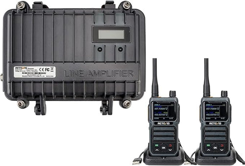 Retevis RT97 GMRS Repeater Communication Set, Full Duplex Radio Repeater(1 Pack) and GMRS Handheld Walkie Talkies(2 Pack), Designed for RV Camping, Farm, Remote Area, Emergency Rescue