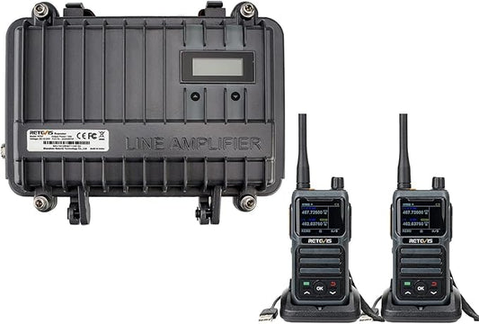 Retevis RT97 GMRS Repeater Communication Set, Full Duplex Radio Repeater(1 Pack) and GMRS Handheld Walkie Talkies(2 Pack), Designed for RV Camping, Farm, Remote Area, Emergency Rescue
