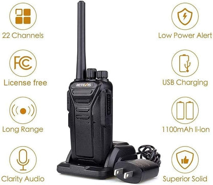 Retevis RT27 Walkie Talkies for Adults,2 Way Radios Rechargeable,VOX,Easy Operation,Durable,Two Way Radio for Family Hiking Camping Road Trip(2 Pack)