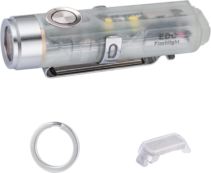 RovyVon Aurora A5 G4 Rechargeable Keychain Flashlight, USB C Charging, 5000K, 420 Lumens EDC Flashlight with Magnetic Pocket Clip and Base, Fluorescent, Red Signal/White Sidelight