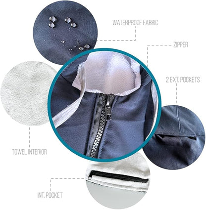 MACAR sport TOWEL swimming parka, waterproof fabric on the outside, dry jacket for kids and adults