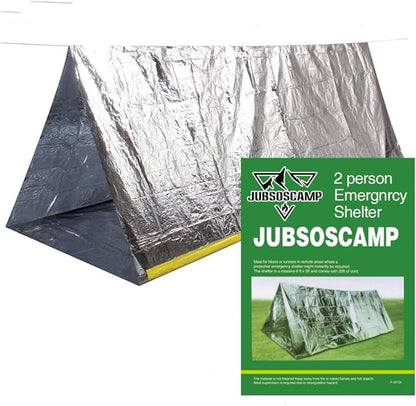 1 Piece Survival Shelter, Polyester Film Emergency Tent Survival Kit with String Bundle Pocket Whistle for Hiking, Car Camping, First Aid Hurricane